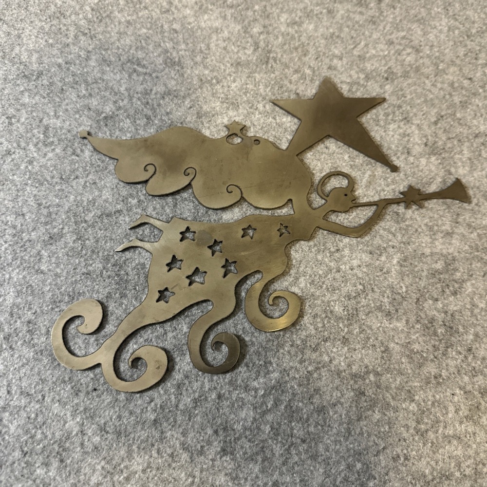 Don Drumm Brushed‎ Aluminum Laser Cut Angel Playing Trumpet Ornament 2003